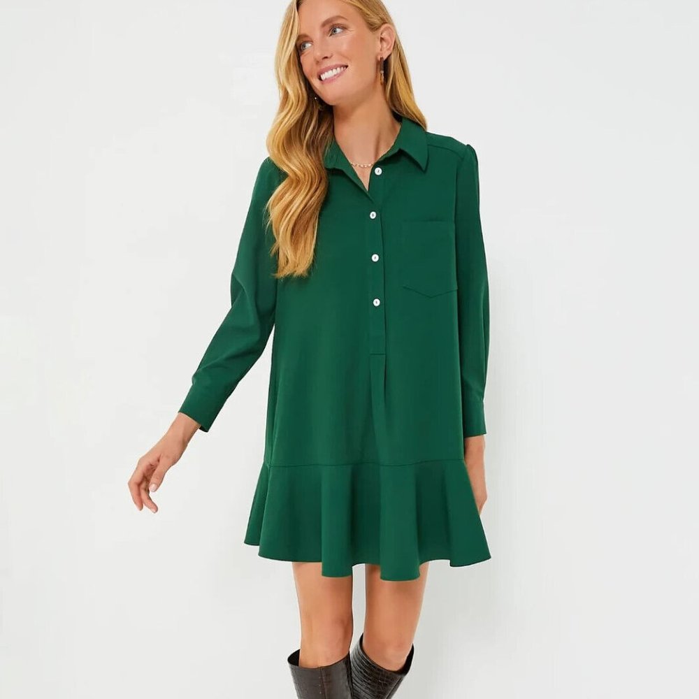 Tuckernuck Crepe Callahan Dress Womens 2XL Hunter Green NEW